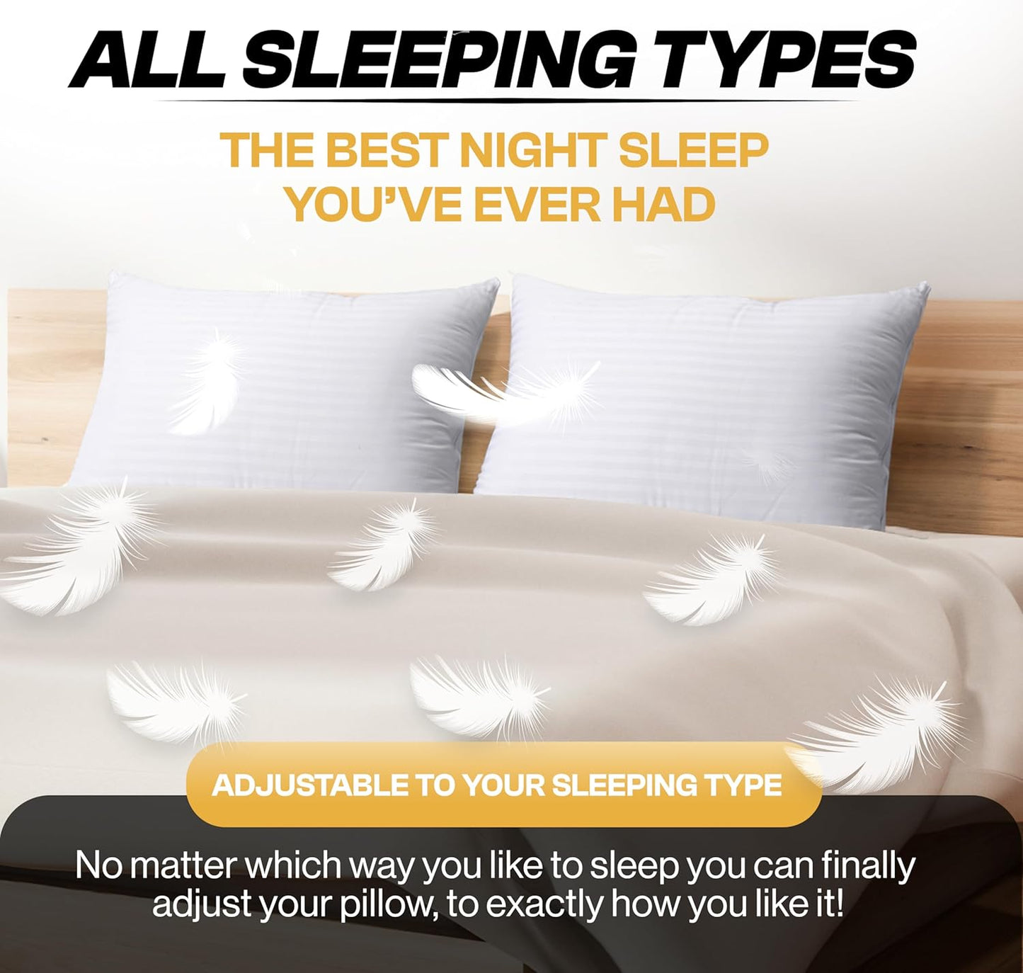 EverSnug Goose Feather Adjustable Layer Pillows for Sleeping - Set of 2