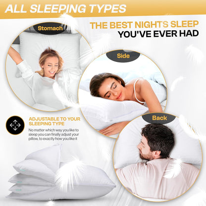 EverSnug Goose Feather Adjustable Layer Pillows for Sleeping Set of