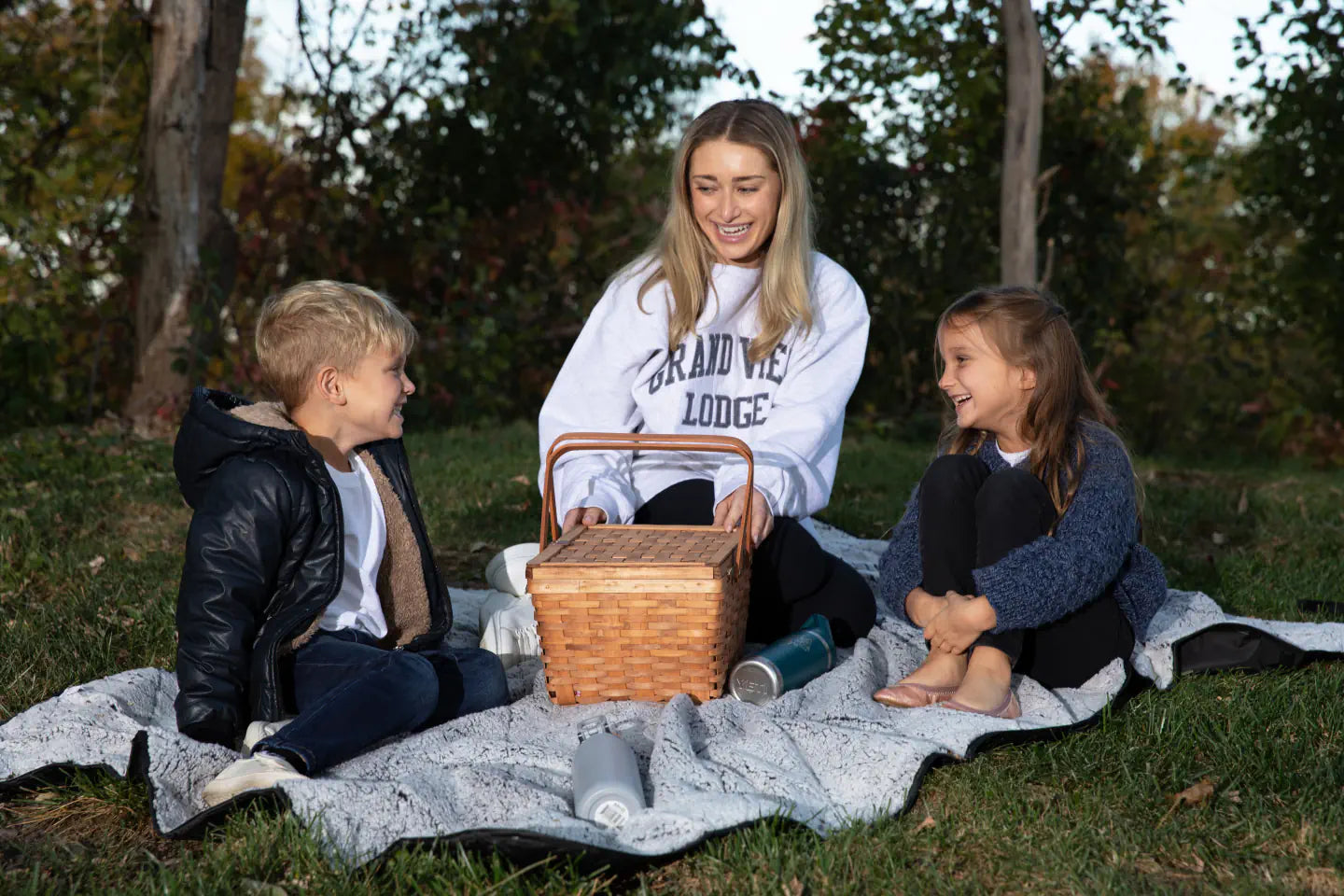 An EverSnug blanket set out for a relaxed outdoor moment